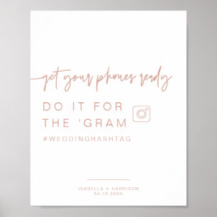 MARLO Boho Blush Instagram Hashtag Hochzeitsschild Poster