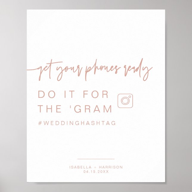 MARLO Boho Blush Instagram Hashtag Wedding Sign Poster (Vorne)