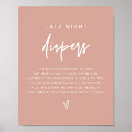 MARLO Boho Blush Pink Spate Night Diaper Spiel Poster