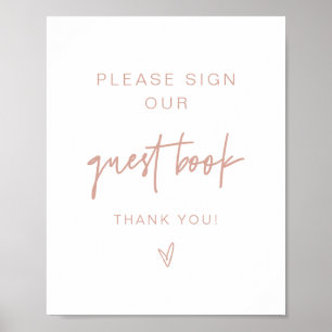MARLO Boho Blush Rosa und Beige Gästebuch Schild