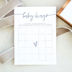 MARLO Boho Dusty Blue Baby Dusche Bingo Game Card Einladung