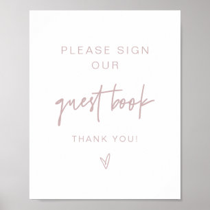 MARLO Boho Dusty Rose Pink Gästebuchunterschrift Poster