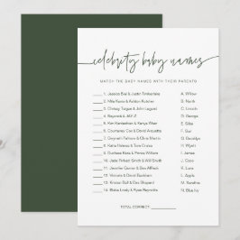 MARLO Boho Forest Green Celebrity Baby Names Game Einladung