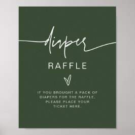 MARLO Boho Forest Green Diaper Raffle Game Sign Poster