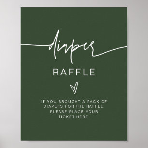 MARLO Boho Forest Green Diaper Raffle Game Sign Poster