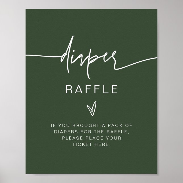 MARLO Boho Forest Green Diaper Raffle Game Sign Poster (Vorne)