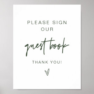 MARLO Boho Forest Green Guestbook Zeichen Poster
