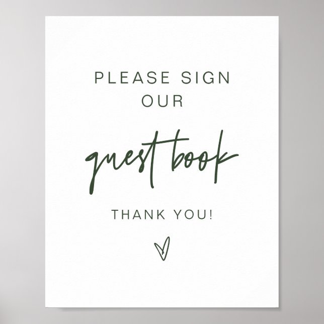 MARLO Boho Forest Green Guestbook Zeichen Poster (Vorne)