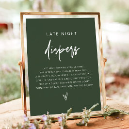 MARLO Boho Forest Green Spate Night Diapers Game Poster