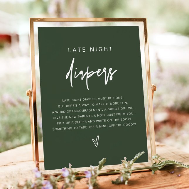 MARLO Boho Forest Green Spate Night Diapers Game Poster (Von Creator hochgeladen)