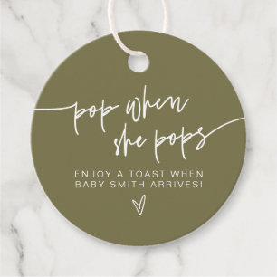 MARLO Boho Olive Green Pop, wenn sie Pop Dusche Geschenkanhänger