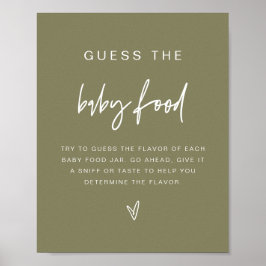 MARLO Boho Olive Green rät das Baby Food Game Poster