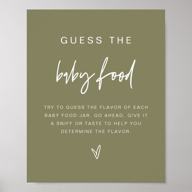 MARLO Boho Olive Green rät das Baby Food Game Poster (Vorne)