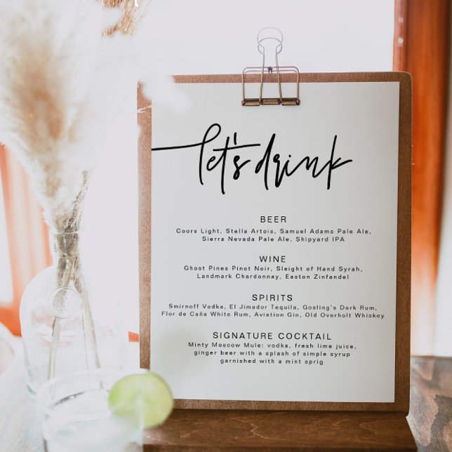 MARLO Bold Contemporary Let's Drink Bar Menu Post Poster (Von Creator hochgeladen)