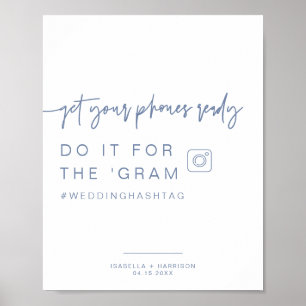 MARLO Dusty Blue Instagram Hashtag Wedding Sign Poster