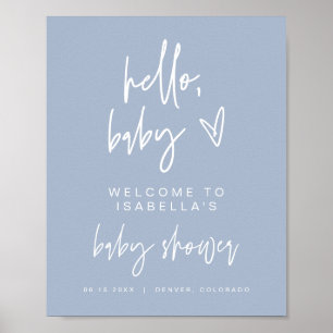 MARLO Modern Boho Dusty Blue Baby Dusche Willkomme Poster