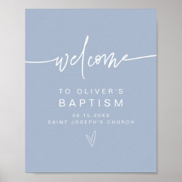 MARLO Modern Boho Dusty Blue Taufe Willkommen Poster