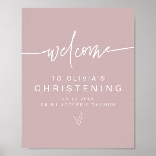 MARLO Modern Boho Dusty Rose Christening Willkomme Poster