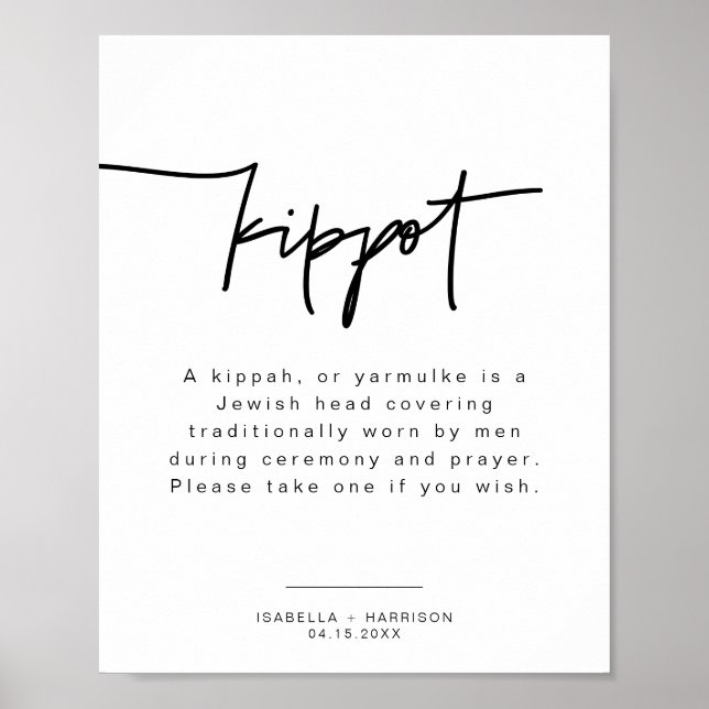 MARLO Modern Bold Kippot Kippah Wedding Poster (Vorne)