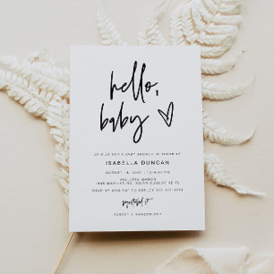 MARLO Moderne Minimalistische Black & White Baby D Einladung