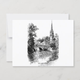 Marlow Church and Bridge Sketch Postkarte