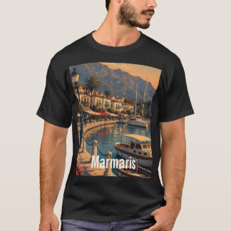 Marmaris Küstenhafen Retro Art Herren T-Shirt