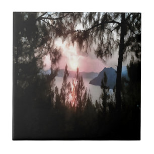 Marmaris Sunset Gerahmt von Palmen Bäumen Landscha Fliese
