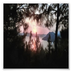 Marmaris Sunset Gerahmt von Palmen Bäumen Landscha Fotodruck