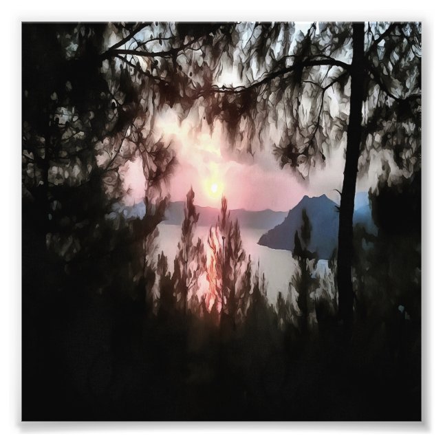 Marmaris Sunset Gerahmt von Palmen Bäumen Landscha Fotodruck (Vorne)