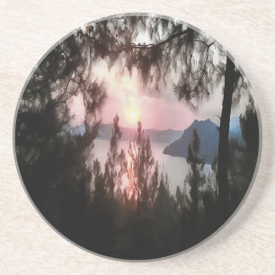 Marmaris Sunset Gerahmt von Palmen Bäumen Landscha Getränkeuntersetzer