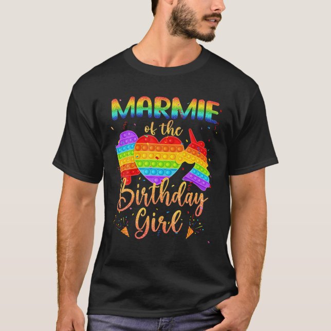 Marmie of the Birthday Girl Niedliche Einhorn Pop  T-Shirt (Vorderseite)
