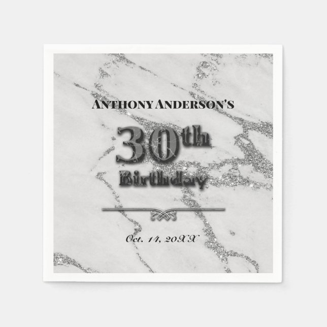 Marmor 30. Geburtstags-Party Serviette (Vorderseite)