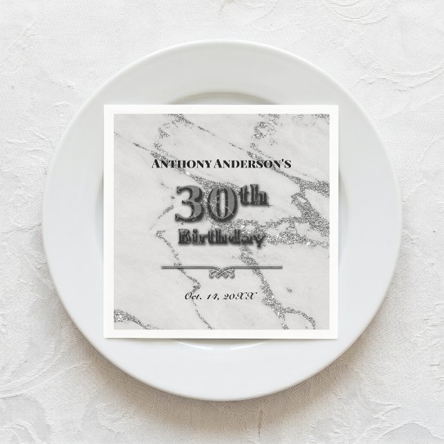 Marmor 30. Geburtstags-Party Serviette (Von Creator hochgeladen)