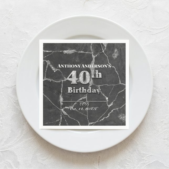 Marmor 40. Geburtstags-Party Serviette (Von Creator hochgeladen)