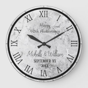 Marmor 40. Hochzeitstag Personalized Große Wanduhr