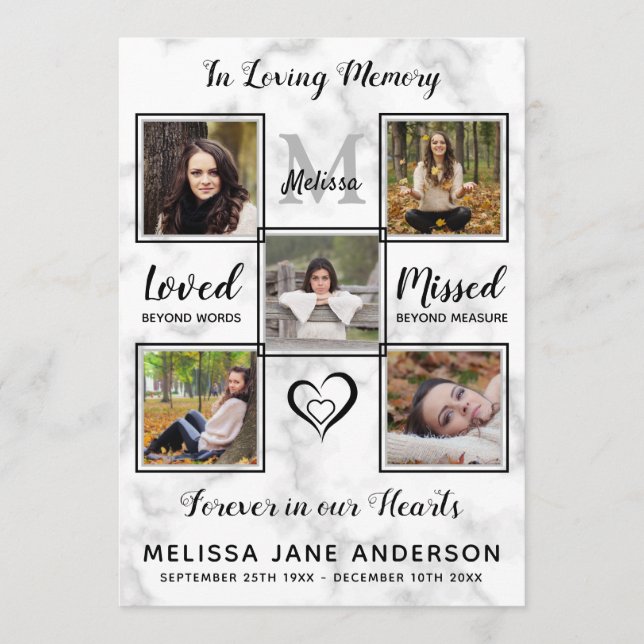 Marmor 5-Foto-Gedenkorden zur Beerdigung des Diens Programm (Vorderseite)