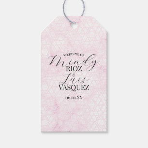 Marmor Abstrakt Pink Hochzeit Script Schwarz  Geschenkanhänger