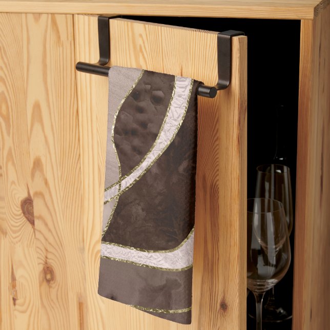 Marmor Achat Gold Glam 5 - Landschaft Geschirrtuch (Drittel gefaltet)