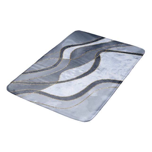 Marmor Achat Gold Glam 8 - Landschaft Badematte (Schrägansicht)