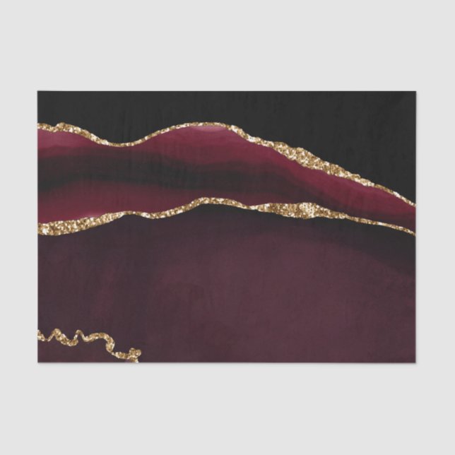 Marmor Agate Chic Black Lila Gold Glitzer Seidenpapier (Vorderseite)