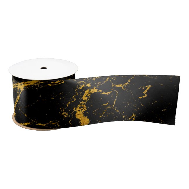 Marmor Agate Texture Gold Venen Satinband (Spule)