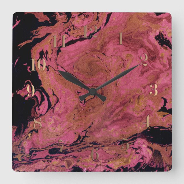 Marmor, Aquarell Quadratische Wanduhr (Vorderseite)