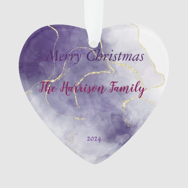 Marmor Aquarell Weihnachten Akryles Herz Ornament (Vorderseite)