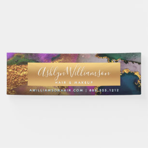 Marmor Aquarellgold lila-grün modern Banner