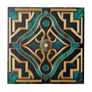 Marmor Art Deco Griechisches Meer Green Gold Manda Fliese