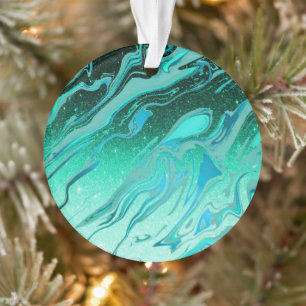 Marmor aus aquamarinem Glitzer Ornament