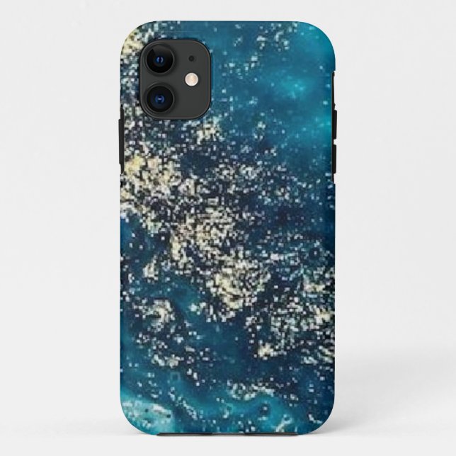 Marmor aus blauem Glitzer Case Mate Tough Apfel (Rückseite)
