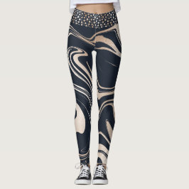 Marmor aus Marmor und Gold mit goldenen Punkten in Leggings