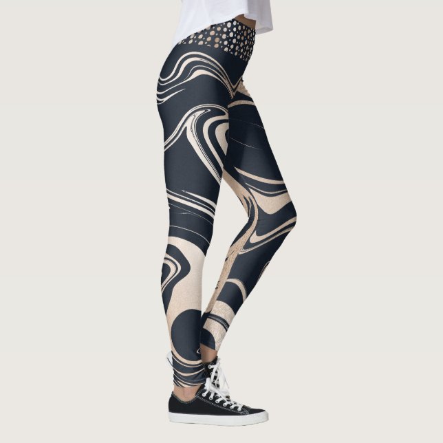 Marmor aus Marmor und Gold mit goldenen Punkten in Leggings (Rechts)
