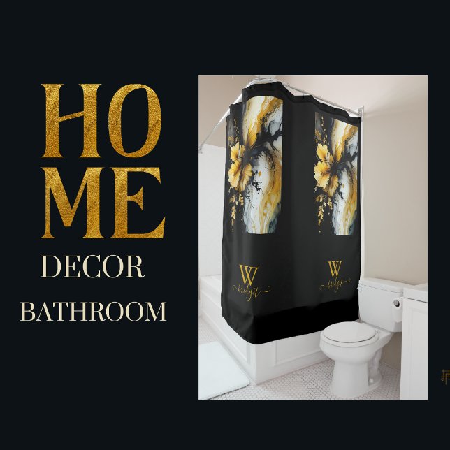 Marmor aus schwarzem Gold, Blume Duschvorhang (Von Creator hochgeladen)
